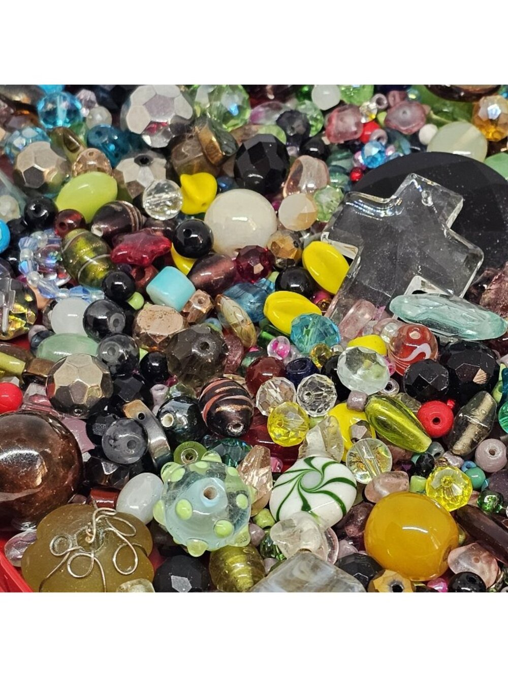 1 LB Assorted Glass & Crystal Beads #E2 Lot for Art Craft Jewelry Making
